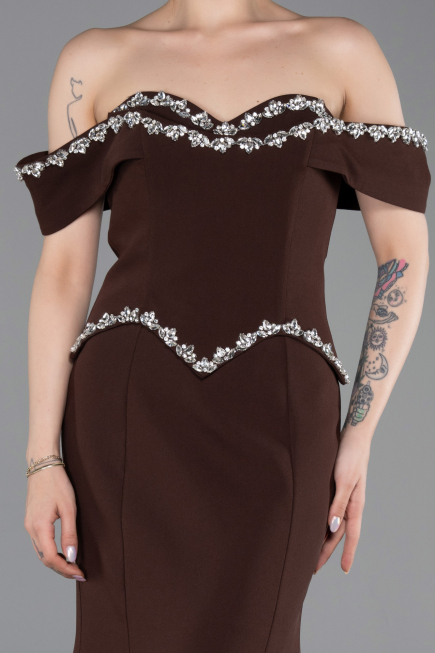 Abendkleid im Meerjungfrau-Stil Lang Braun ABU6198