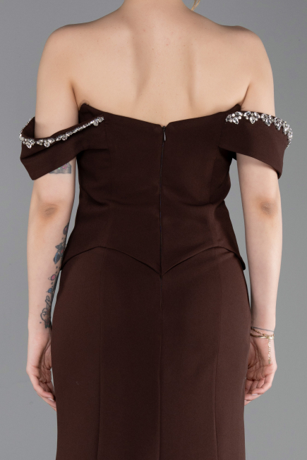Abendkleid im Meerjungfrau-Stil Lang Braun ABU6198