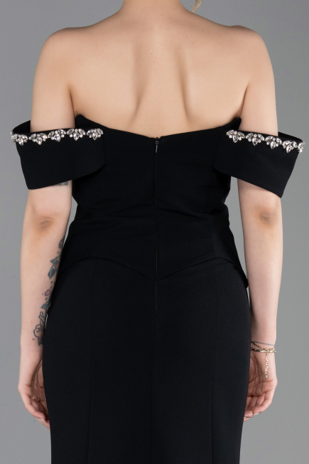 Abendkleid im Meerjungfrau-Stil Lang Schwarz ABU6198