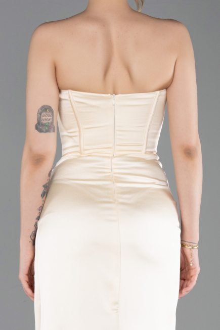 Abendkleid Lang Satin Gelb ABU6200