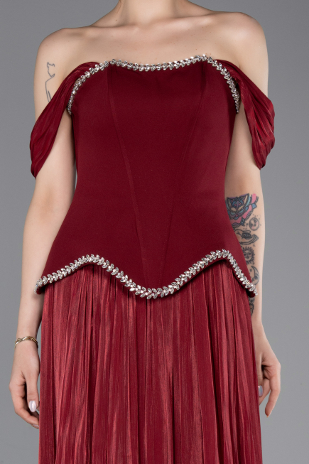 Abendkleid Lang Chiffon Weinrot ABU6203