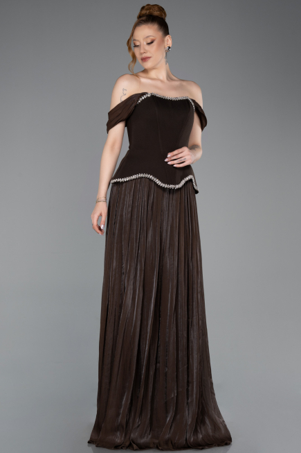 Abendkleid Lang Chiffon Braun ABU6203
