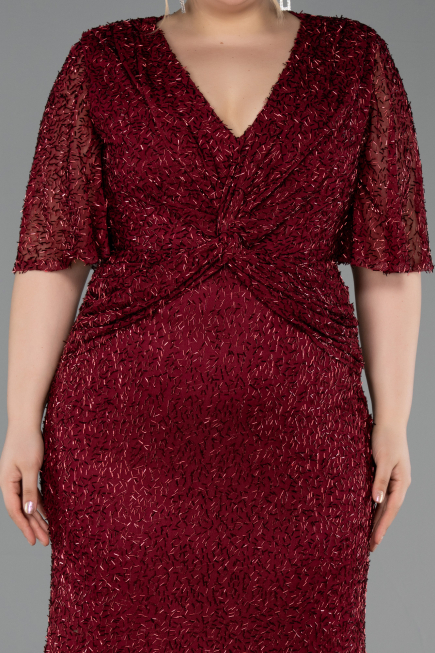 Weinrot Abendkleid İn Übergröße Lang ABU4542