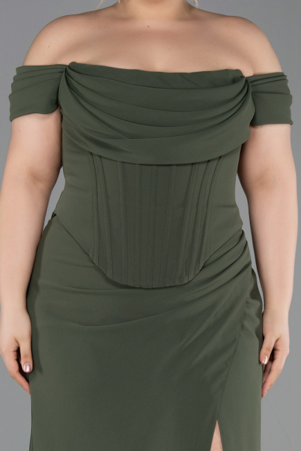 Abschlusskleid In Übergröße Lang Khaki ABU6246