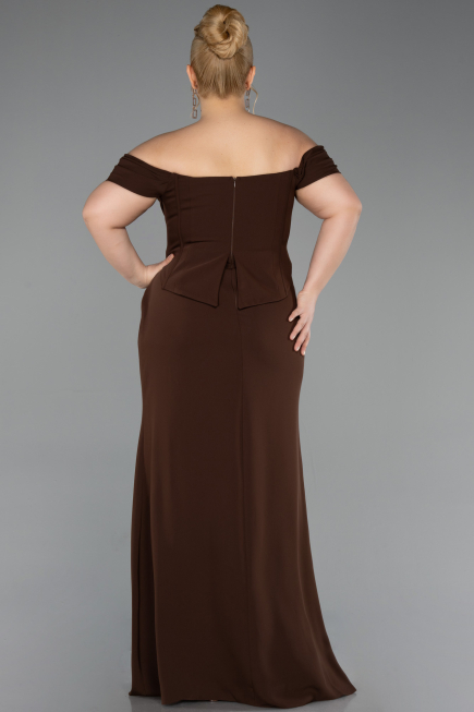 Abschlusskleid In Übergröße Lang Braun ABU6246
