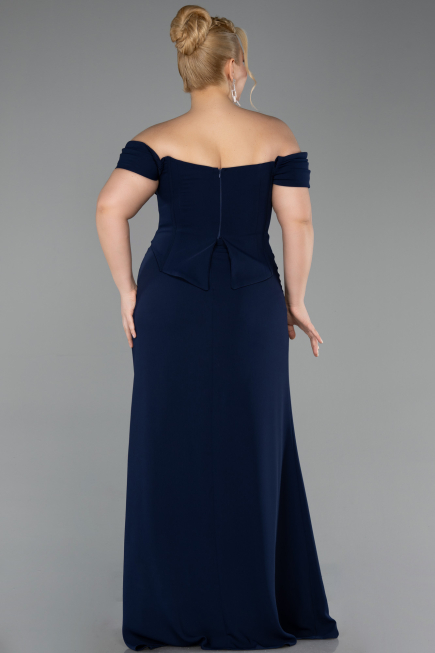 Abschlusskleid In Übergröße Lang Marineblau ABU6246
