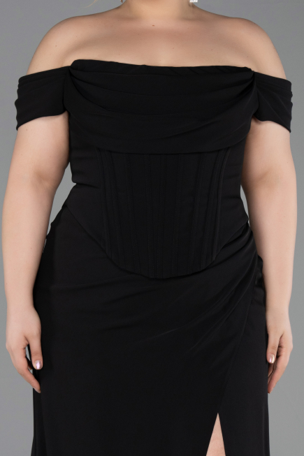 Abschlusskleid In Übergröße Lang Schwarz ABU6246