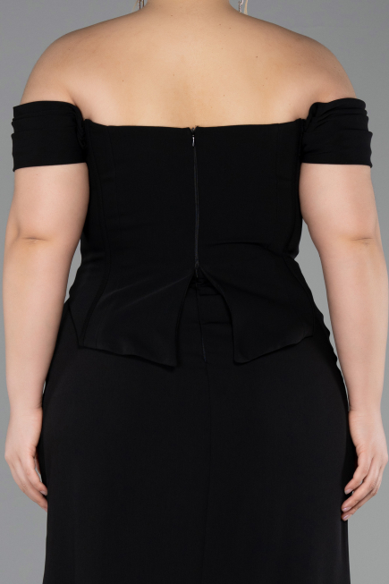 Abschlusskleid In Übergröße Lang Schwarz ABU6246