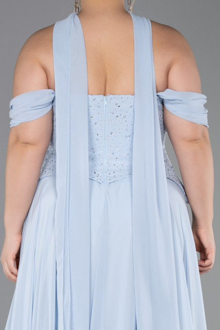 Bekleidung in Großen Größen Lang Chiffon Eisblau ABU6247