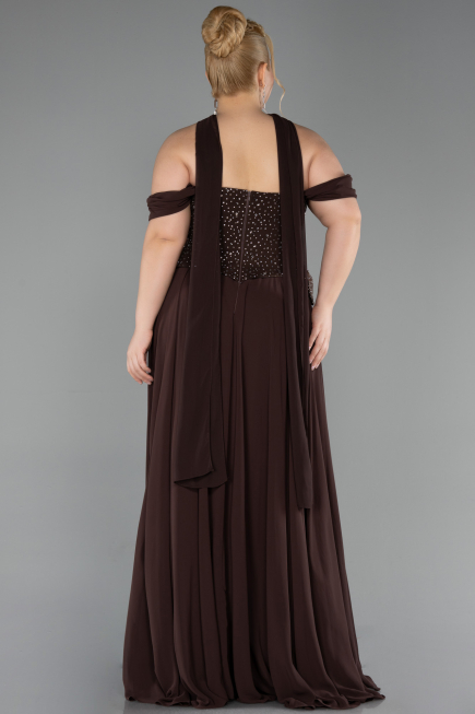 Bekleidung in Großen Größen Lang Chiffon Braun ABU6247
