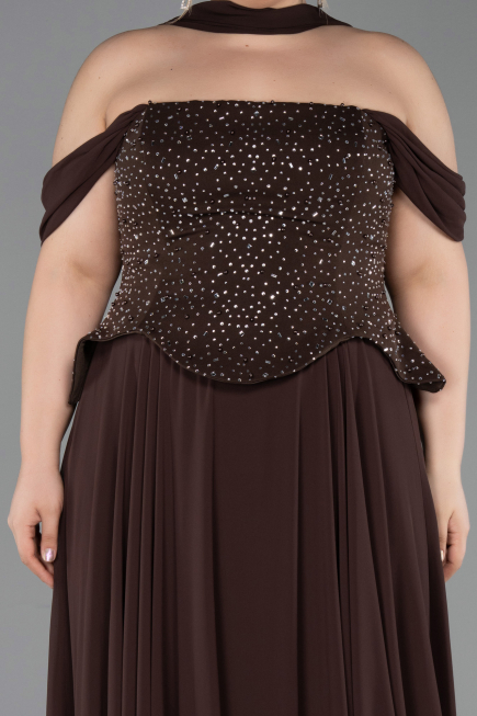 Bekleidung in Großen Größen Lang Chiffon Braun ABU6247