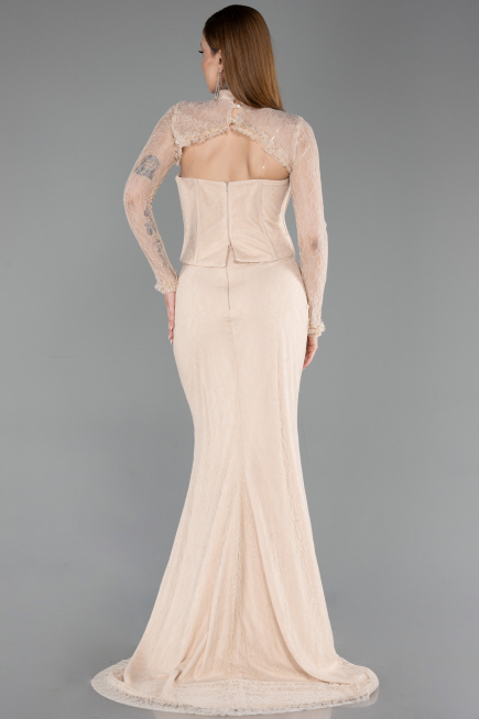 Abendkleid Lang Spitze Beige ABU6207