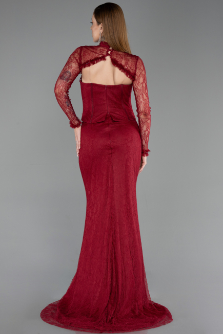 Abendkleid Lang Spitze Weinrot ABU6207