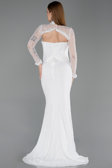 Abendkleid Lang Spitze Weiß ABU6207