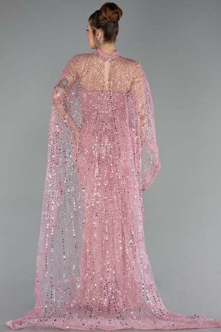 Abendkleid Lang Perlenbesetzt Puder ABU6220