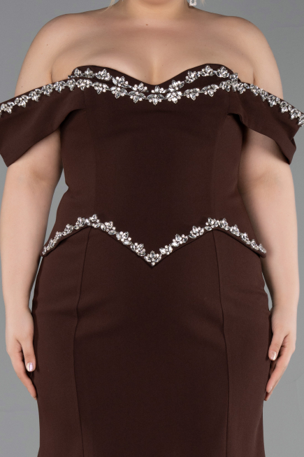 Abendkleid in Übergröße Lang Braun ABU6199