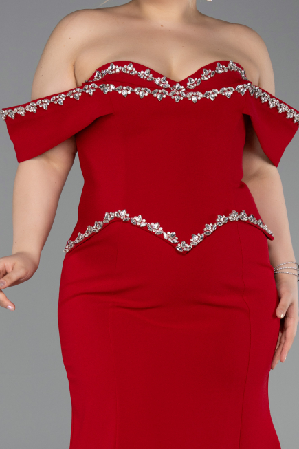 Abendkleid in Übergröße Lang Rot ABU6199