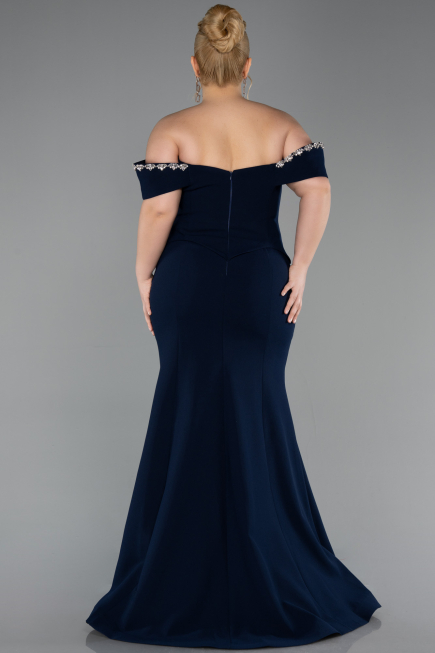 Abendkleid in Übergröße Lang Marineblau ABU6199