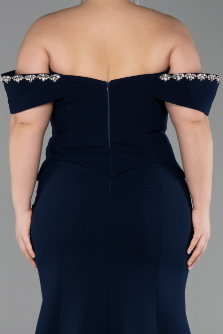 Abendkleid in Übergröße Lang Marineblau ABU6199