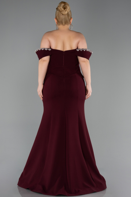 Abendkleid in Übergröße Lang Kirschrot ABU6199
