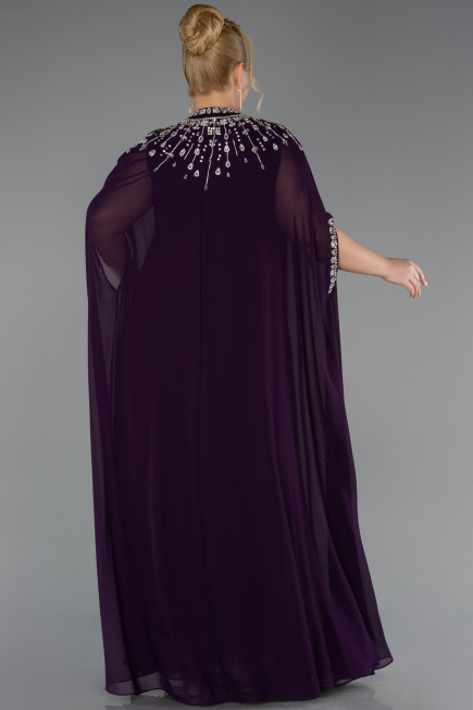Violett dunkel Abendkleid İn Übergröße Chiffon Lang ABU5845