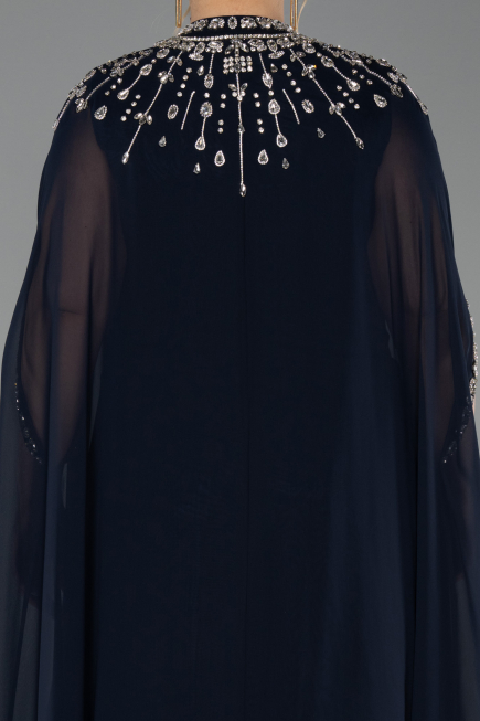 Abendkleid in Übergröße Lang Chiffon Marineblau ABU5845