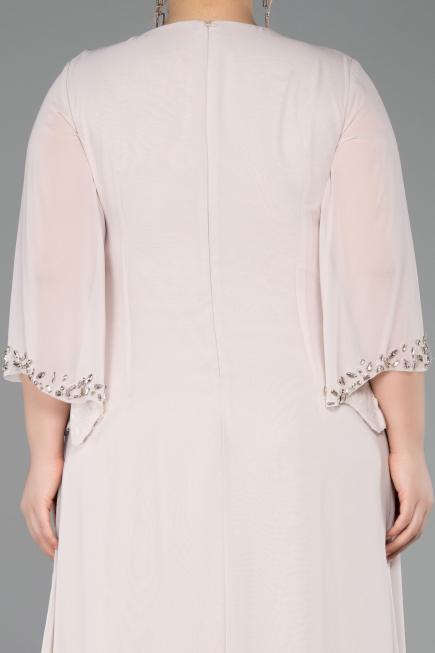 Abendkleid in Übergröße Lang Chiffon Beige ABU6177