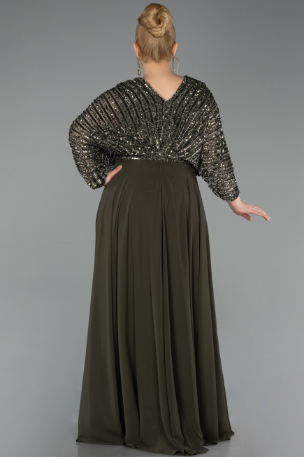 Khaki Kleider İn Großen Größen Chiffon Lang ABU5859