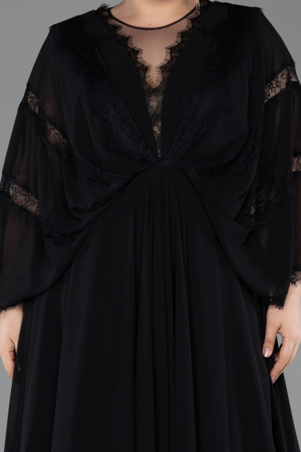 Abendkleid in Übergröße Lang Chiffon Schwarz ABU6178