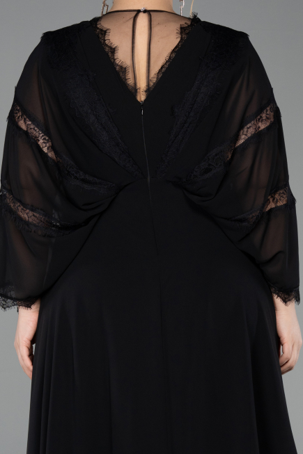 Abendkleid in Übergröße Lang Chiffon Schwarz ABU6178