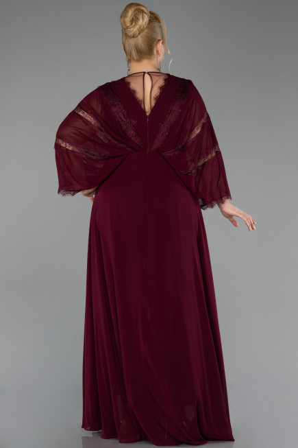 Abendkleid in Übergröße Lang Chiffon Kirschrot ABU6178