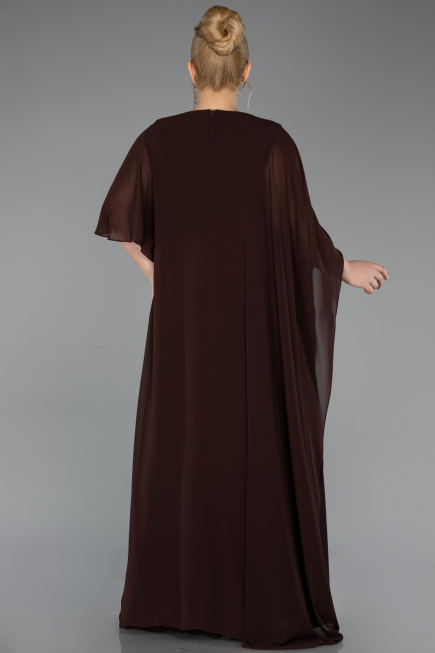 Abendkleid in Übergröße Lang Chiffon Braun ABU6179