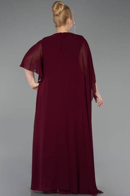 Abendkleid in Übergröße Lang Chiffon Pflaume ABU6179