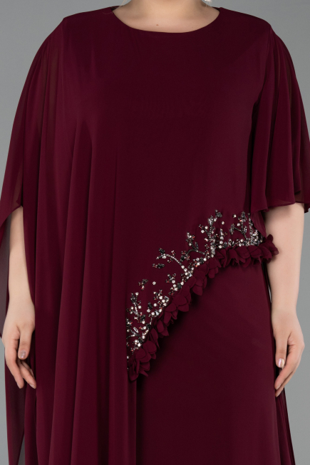 Abendkleid in Übergröße Lang Chiffon Pflaume ABU6179