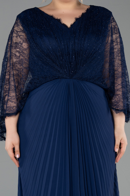 Abendkleid in Übergröße Lang Chiffon Marineblau ABU6181