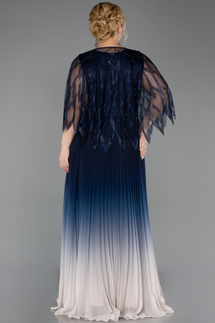 Marineblau Abendkleid İn Übergröße Chiffon Lang ABU4633