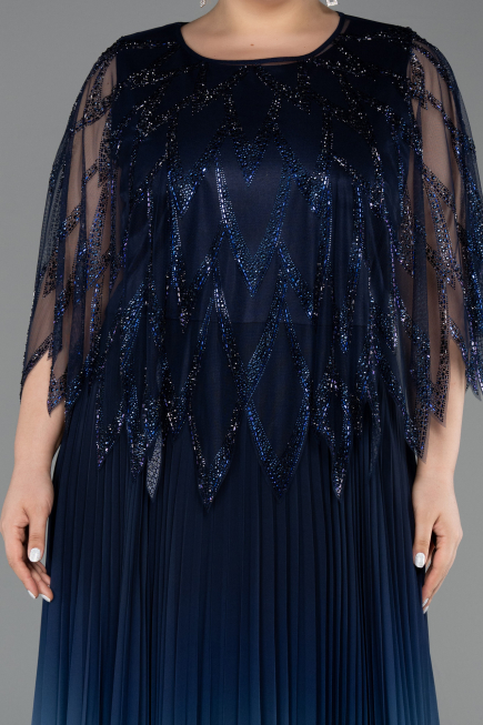 Marineblau Abendkleid İn Übergröße Chiffon Lang ABU4633