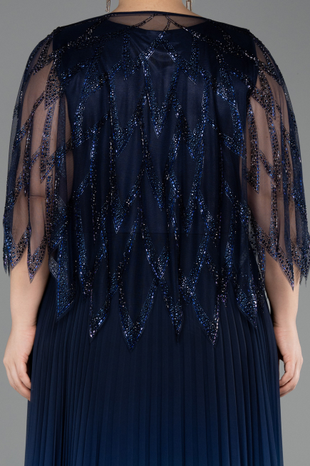 Marineblau Abendkleid İn Übergröße Chiffon Lang ABU4633
