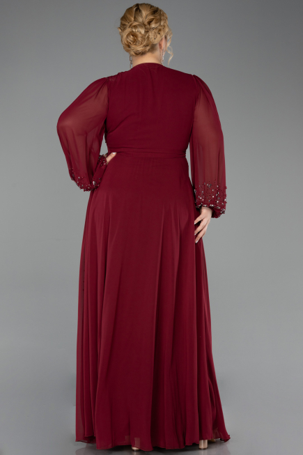 Weinrot Abendgarderobe İn Großen Größen Chiffon Lang ABU3075