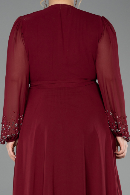 Weinrot Abendgarderobe İn Großen Größen Chiffon Lang ABU3075