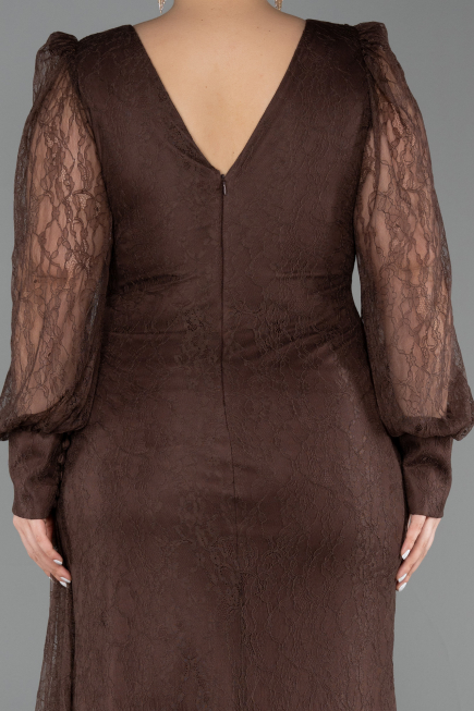 Abendkleid in Übergröße Lang Spitze Braun ABU6283
