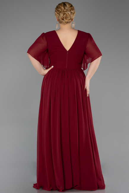 Abendkleid in Übergröße Lang Chiffon Weinrot ABU6309