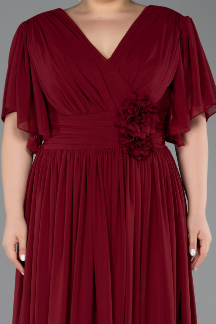 Abendkleid in Übergröße Lang Chiffon Weinrot ABU6309