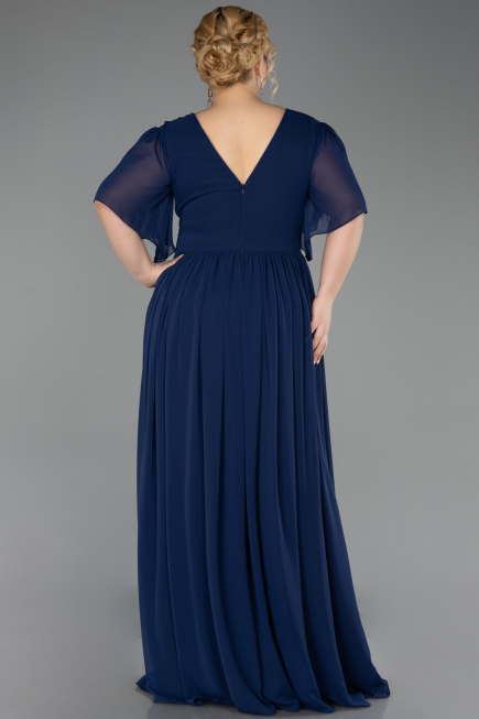 Abendkleid in Übergröße Lang Chiffon Marineblau ABU6309