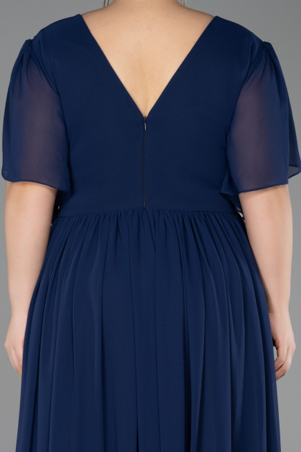 Abendkleid in Übergröße Lang Chiffon Marineblau ABU6309