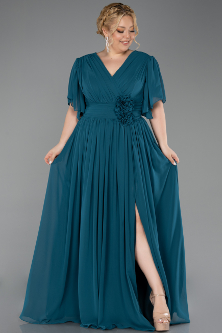 Abendkleid in Übergröße Lang Chiffon Grün ABU6309