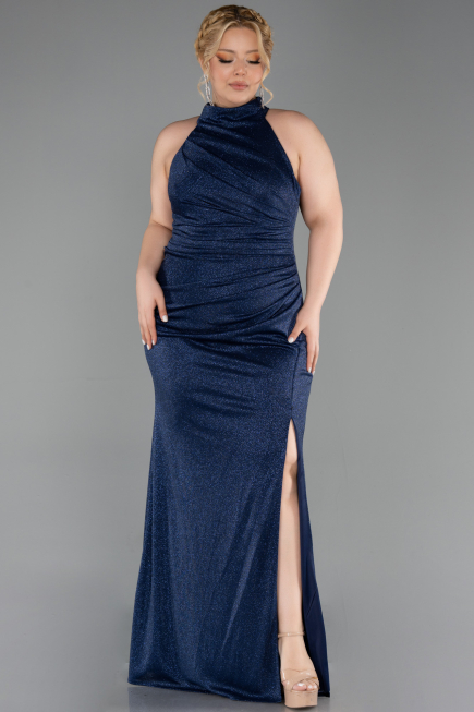 Abendkleid in Übergröße Lang Marineblau ABU6311