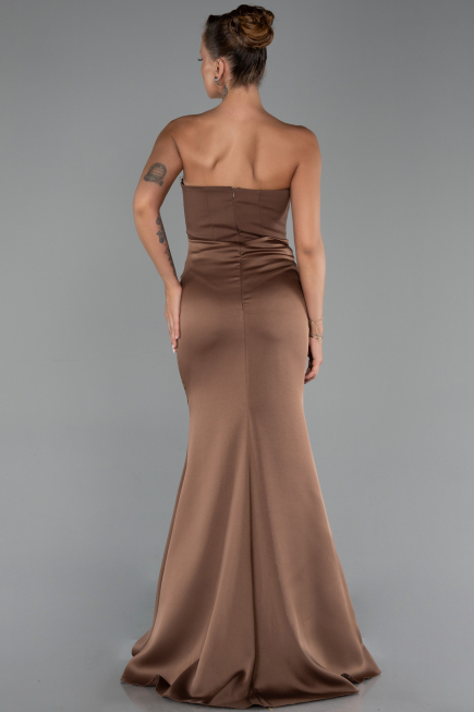 Braun Abschlusskleid Satin Lang ABU6061