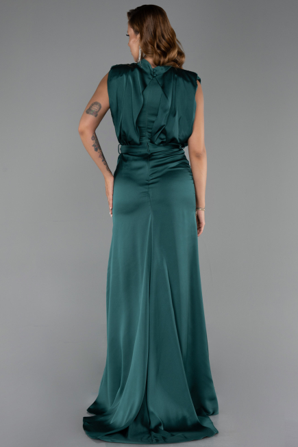 Abendkleid Lang Satin Smaragdgrün ABU2133