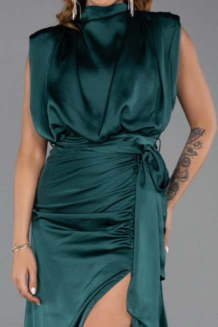 Abendkleid Lang Satin Smaragdgrün ABU2133